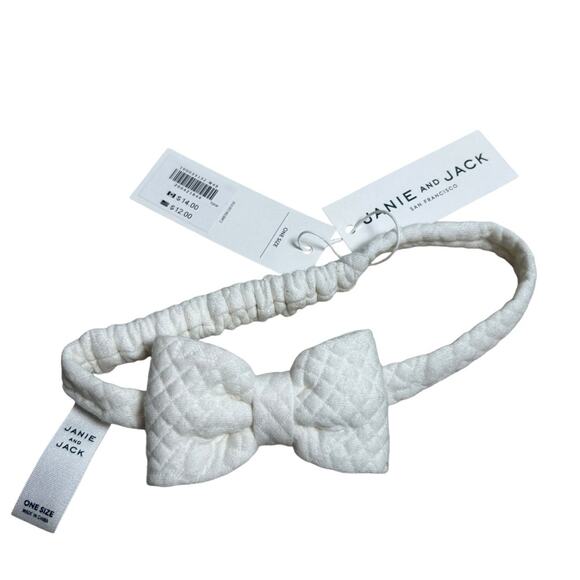 NWT Janie & Jack White Bow Headband Infant Baby Toddler One Size - Picture 1 of 3